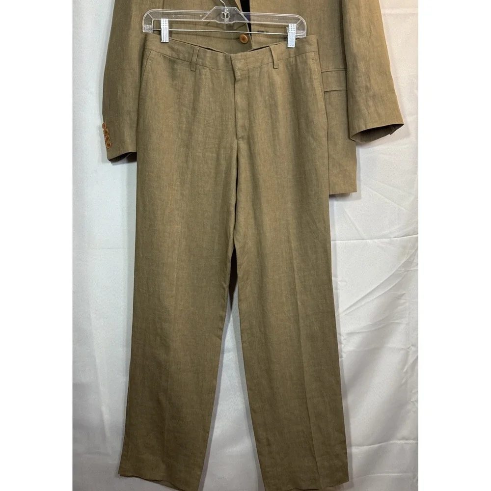 Dolce & Gabbana Beige 100% Linen Men's Suit 40R Made in Italy Authentic